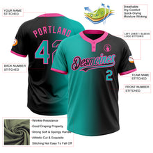 Charger l&#39;image dans la galerie, Custom Black Aqua-Pink Gradient Fashion Two-Button Unisex Softball Jersey
