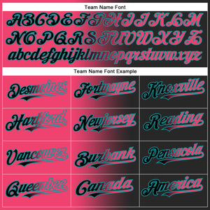 Custom Black Neon Pink-Teal Gradient Fashion Two-Button Unisex Softball Jersey