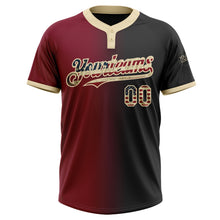 Charger l&#39;image dans la galerie, Custom Black Vintage USA Flag Crimson-City Cream Gradient Fashion Two-Button Unisex Softball Jersey
