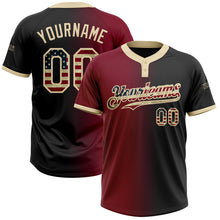 Charger l&#39;image dans la galerie, Custom Black Vintage USA Flag Crimson-City Cream Gradient Fashion Two-Button Unisex Softball Jersey
