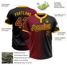 Laden Sie das Bild in den Galerie-Viewer, Custom Black Crimson-Gold Gradient Fashion Two-Button Unisex Softball Jersey
