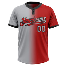 Загрузить изображение в средство просмотра галереи, Custom Red Gray-Black Gradient Fashion Two-Button Unisex Softball Jersey
