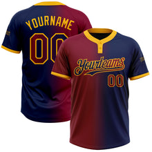 Charger l&#39;image dans la galerie, Custom Navy Maroon-Gold Gradient Fashion Two-Button Unisex Softball Jersey
