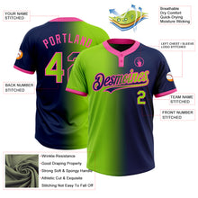 Charger l&#39;image dans la galerie, Custom Navy Neon Green-Pink Gradient Fashion Two-Button Unisex Softball Jersey
