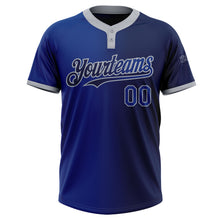 Charger l&#39;image dans la galerie, Custom Navy Royal-Gray Gradient Fashion Two-Button Unisex Softball Jersey
