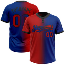 Charger l&#39;image dans la galerie, Custom Royal Red-Black Gradient Fashion Two-Button Unisex Softball Jersey
