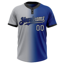 Charger l&#39;image dans la galerie, Custom Royal Gray-Black Gradient Fashion Two-Button Unisex Softball Jersey
