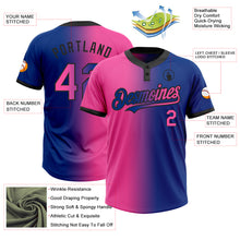 Laden Sie das Bild in den Galerie-Viewer, Custom Royal Pink-Black Gradient Fashion Two-Button Unisex Softball Jersey
