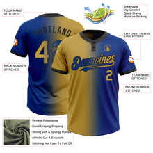 Charger l&#39;image dans la galerie, Custom Royal Old Gold-Black Gradient Fashion Two-Button Unisex Softball Jersey
