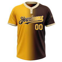 Charger l&#39;image dans la galerie, Custom Brown Gold-Cream Gradient Fashion Two-Button Unisex Softball Jersey
