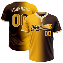 Charger l&#39;image dans la galerie, Custom Brown Gold-Cream Gradient Fashion Two-Button Unisex Softball Jersey
