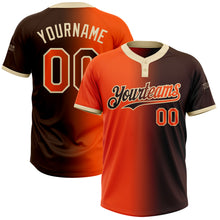 Charger l&#39;image dans la galerie, Custom Brown Orange-Cream Gradient Fashion Two-Button Unisex Softball Jersey
