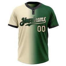 Laden Sie das Bild in den Galerie-Viewer, Custom Green Cream-Black Gradient Fashion Two-Button Unisex Softball Jersey
