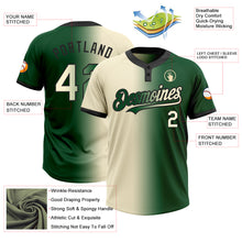 Laden Sie das Bild in den Galerie-Viewer, Custom Green Cream-Black Gradient Fashion Two-Button Unisex Softball Jersey
