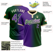 Charger l&#39;image dans la galerie, Custom Green Purple-Cream Gradient Fashion Two-Button Unisex Softball Jersey
