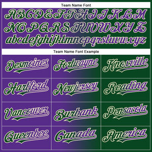 Custom Green Purple-Cream Gradient Fashion Two-Button Unisex Softball Jersey