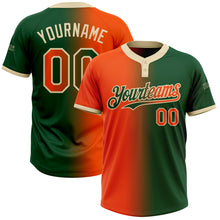 Загрузить изображение в средство просмотра галереи, Custom Green Orange-Cream Gradient Fashion Two-Button Unisex Softball Jersey
