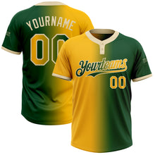 Charger l&#39;image dans la galerie, Custom Green Gold-Cream Gradient Fashion Two-Button Unisex Softball Jersey
