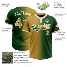 Charger l&#39;image dans la galerie, Custom Green Old Gold-Cream Gradient Fashion Two-Button Unisex Softball Jersey
