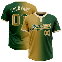 Charger l&#39;image dans la galerie, Custom Green Old Gold-Cream Gradient Fashion Two-Button Unisex Softball Jersey
