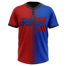 Charger l&#39;image dans la galerie, Custom Thunder Blue Red-Black Gradient Fashion Two-Button Unisex Softball Jersey
