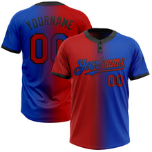 Charger l&#39;image dans la galerie, Custom Thunder Blue Red-Black Gradient Fashion Two-Button Unisex Softball Jersey
