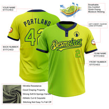 Charger l&#39;image dans la galerie, Custom Neon Yellow Neon Green-Navy Gradient Fashion Two-Button Unisex Softball Jersey
