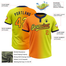 Charger l&#39;image dans la galerie, Custom Neon Yellow Bay Orange-Navy Gradient Fashion Two-Button Unisex Softball Jersey
