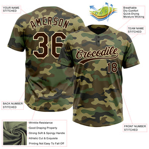 Custom Camo Brown-Cream Salute To Service Two-Button Unisex Softball Jersey