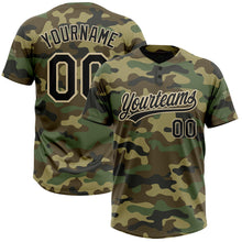 Laden Sie das Bild in den Galerie-Viewer, Custom Camo Black-Cream Salute To Service Two-Button Unisex Softball Jersey
