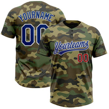 Laden Sie das Bild in den Galerie-Viewer, Custom Camo Royal-Red Salute To Service Two-Button Unisex Softball Jersey
