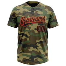 Laden Sie das Bild in den Galerie-Viewer, Custom Camo Black-Orange Salute To Service Two-Button Unisex Softball Jersey
