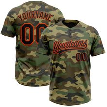 Загрузить изображение в средство просмотра галереи, Custom Camo Black-Orange Salute To Service Two-Button Unisex Softball Jersey
