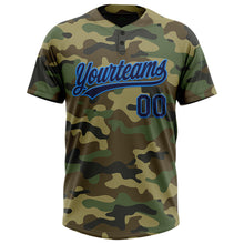 Load image into Gallery viewer, Custom Camo Navy-Electric Blue Salute To Service Two-Button Unisex Softball Jersey
