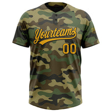 Загрузить изображение в средство просмотра галереи, Custom Camo Gold-Black Salute To Service Two-Button Unisex Softball Jersey
