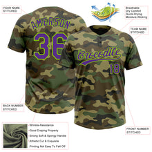 Charger l&#39;image dans la galerie, Custom Camo Purple-Neon Green Salute To Service Two-Button Unisex Softball Jersey
