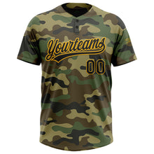 Charger l&#39;image dans la galerie, Custom Camo Black-Gold Salute To Service Two-Button Unisex Softball Jersey
