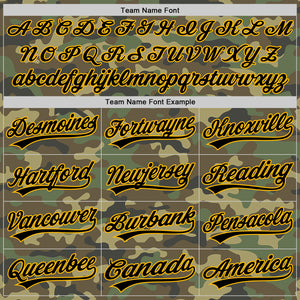 Custom Camo Black-Gold Salute To Service Two-Button Unisex Softball Jersey