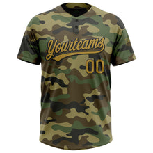 Загрузить изображение в средство просмотра галереи, Custom Camo Old Gold-Black Salute To Service Two-Button Unisex Softball Jersey
