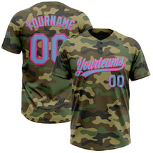 Загрузить изображение в средство просмотра галереи, Custom Camo Light Blue-Pink Salute To Service Two-Button Unisex Softball Jersey
