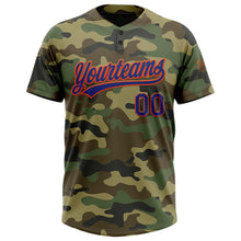 Charger l&#39;image dans la galerie, Custom Camo Royal-Orange Salute To Service Two-Button Unisex Softball Jersey
