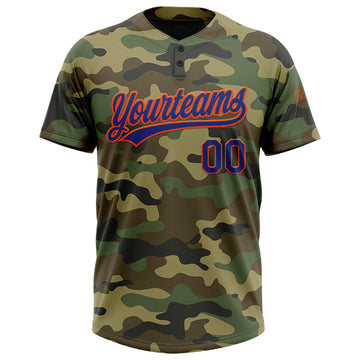 Custom Camo Royal-Orange Salute To Service Two-Button Unisex Softball Jersey