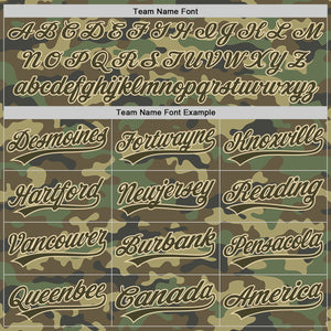 Custom Camo Olive-Cream Salute To Service Two-Button Unisex Softball Jersey