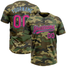 Charger l&#39;image dans la galerie, Custom Camo Pink Black-Light Blue Salute To Service Two-Button Unisex Softball Jersey
