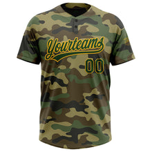 Загрузить изображение в средство просмотра галереи, Custom Camo Green-Gold Salute To Service Two-Button Unisex Softball Jersey
