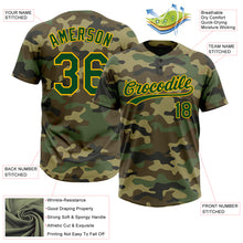 Загрузить изображение в средство просмотра галереи, Custom Camo Green-Gold Salute To Service Two-Button Unisex Softball Jersey
