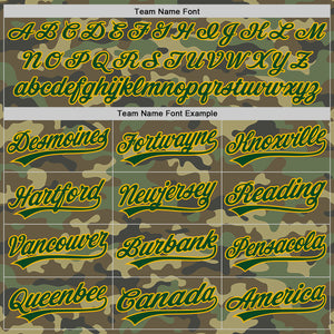 Custom Camo Green-Gold Salute To Service Two-Button Unisex Softball Jersey