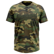 Загрузить изображение в средство просмотра галереи, Custom Camo Olive-Black Salute To Service Two-Button Unisex Softball Jersey
