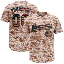 Charger l&#39;image dans la galerie, Custom Camo Vintage USA Flag-Black Salute To Service Two-Button Unisex Softball Jersey
