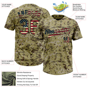 Custom Camo Vintage USA Flag-Black Salute To Service Two-Button Unisex Softball Jersey